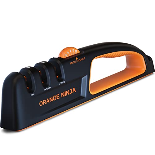 Orange Ninja Kitchen Knife Sharpener - 5 Adjustable Angles