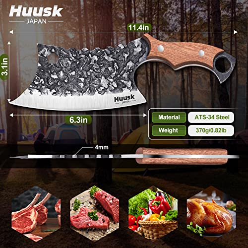 Hand Forged Huusk Meat Cleaver for Kitchen and Camping
