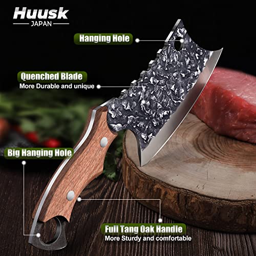 Hand Forged Huusk Meat Cleaver for Kitchen and Camping