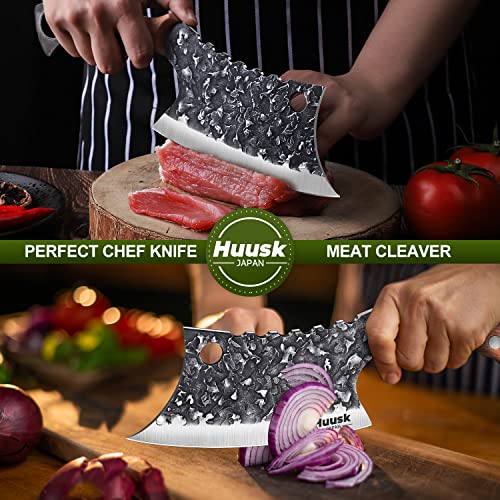 Hand Forged Huusk Meat Cleaver for Kitchen and Camping
