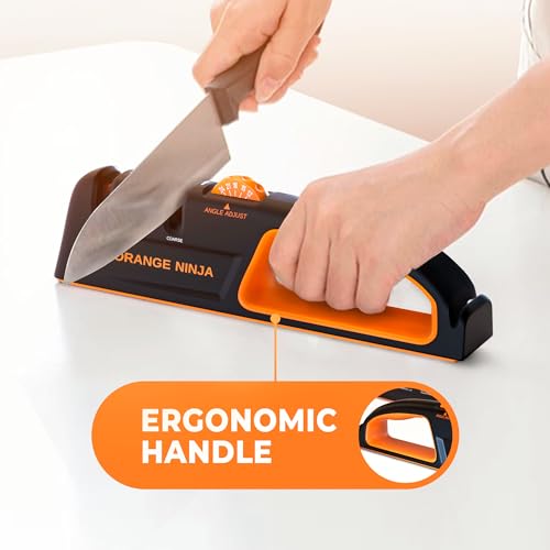 Orange Ninja Kitchen Knife Sharpener - 5 Adjustable Angles
