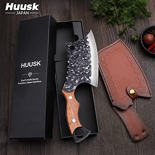 Hand Forged Huusk Meat Cleaver for Kitchen and Camping