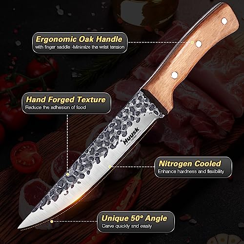 Huusk Butcher Knife Set with Wooden Handle