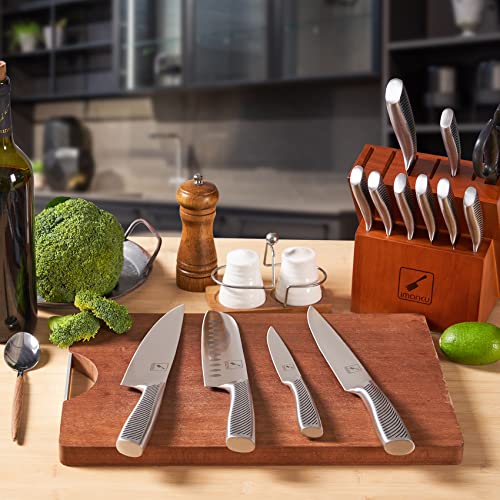 imarku 14PCS Knife Set with Block, Stainless Steel