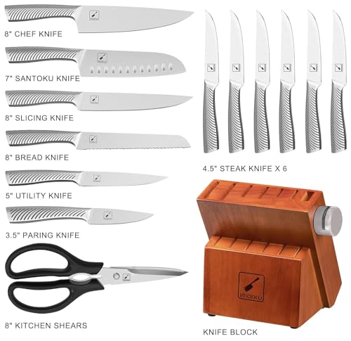 imarku 14PCS Knife Set with Block, Stainless Steel