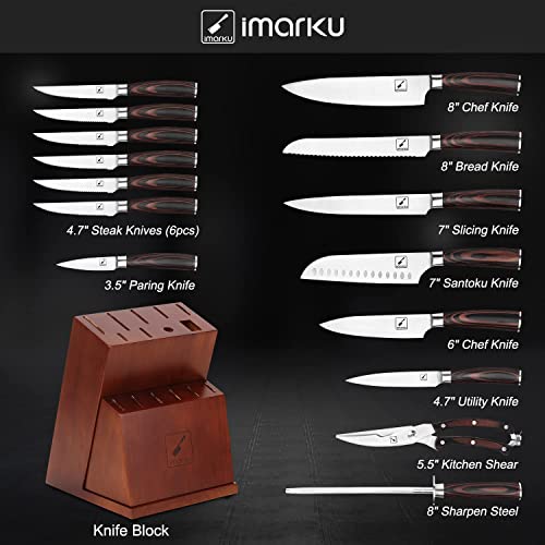 imarku 16-Piece Premium Japan Stainless Steel Knife Set