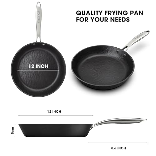 imarku 12 inch Non Stick Frying Pan with Stainless Steel Handle