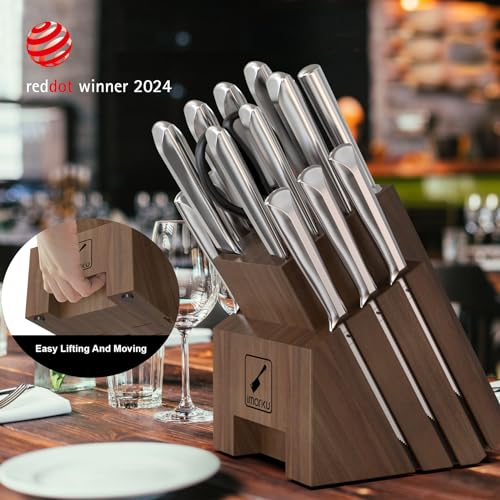 imarku 16-Piece Japanese Stainless Steel Knife Block Set