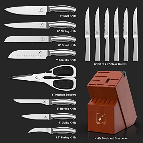 imarku 15-Piece High Carbon Steel Knife Set