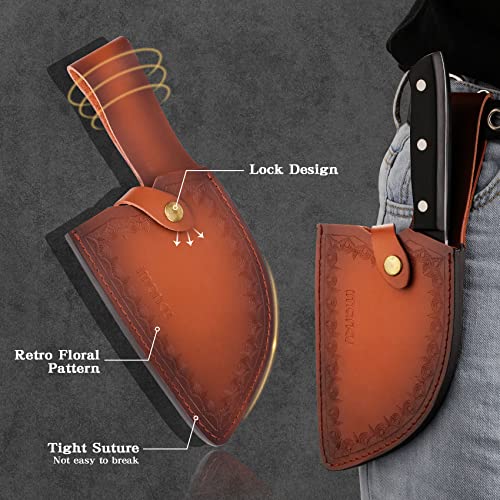imarku 7" Serbian Chef Knife with Leather Sheath