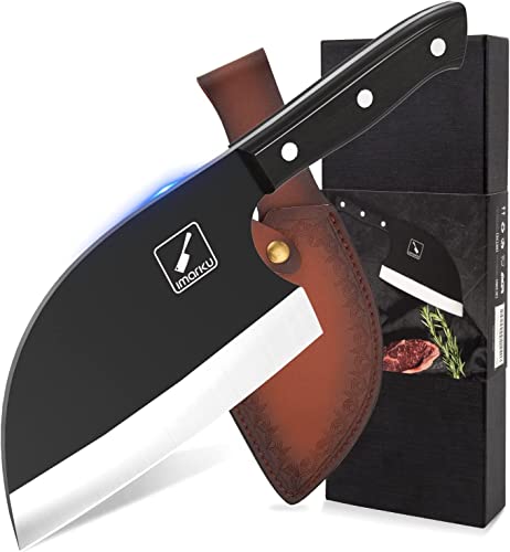 imarku 7" Serbian Chef Knife with Leather Sheath