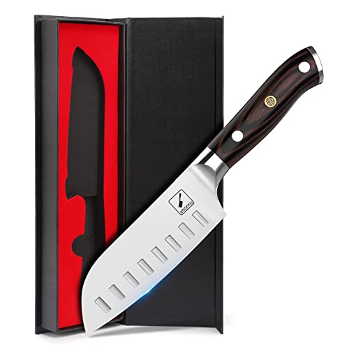 imarku 5" Santoku Japanese Chef Knife with Pakkawood Handle