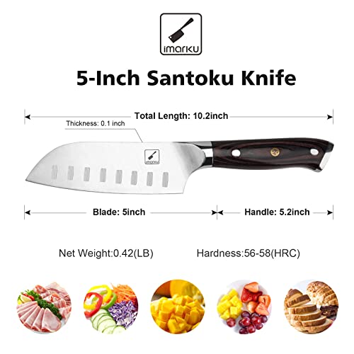 imarku 5" Santoku Japanese Chef Knife with Pakkawood Handle