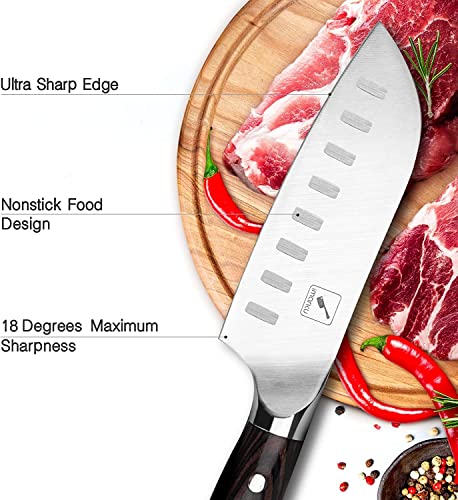 imarku 5" Santoku Japanese Chef Knife with Pakkawood Handle