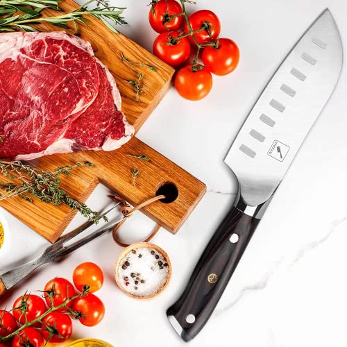 imarku 5" Santoku Japanese Chef Knife with Pakkawood Handle