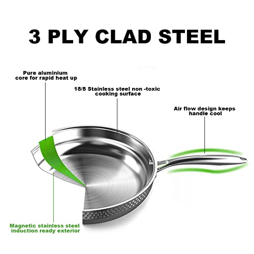 imarku 14-Piece Tri-Ply Stainless Steel Cookware Set