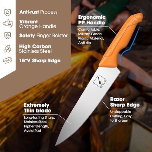 imarku Japanese Knife Set with Built-in Sharpener, Orange