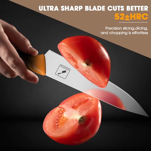 imarku Japanese Knife Set with Built-in Sharpener, Orange