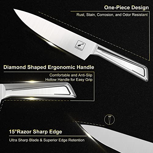 Imarku 16-Piece Stainless Steel Knife Set with Block