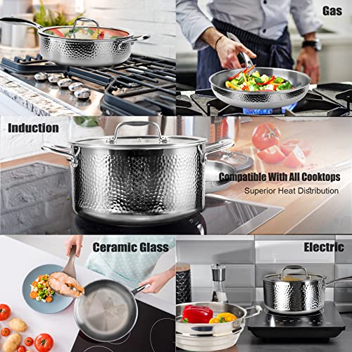 imarku 14PCS Tri-Ply Stainless Steel Cookware Set