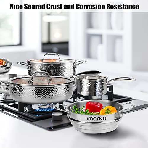 imarku 14PCS Tri-Ply Stainless Steel Cookware Set