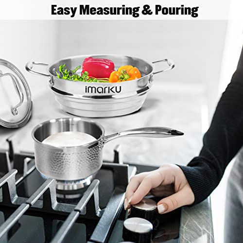 imarku 14PCS Tri-Ply Stainless Steel Cookware Set