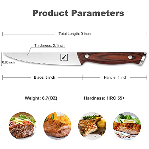 imarku Set of 6 Japanese HC Serrated Steak Knives