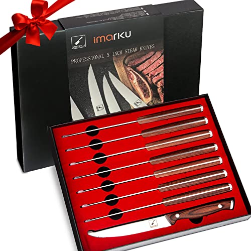 imarku Steak Knives Set of 8, Stainless Steel