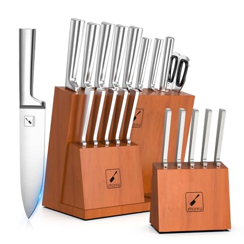 imarku 20PCS Japanese Stainless Steel Knife Set with Block
