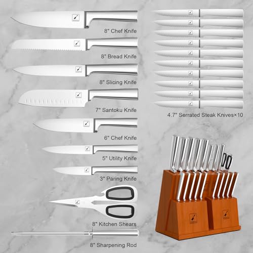imarku 20PCS Japanese Stainless Steel Knife Set with Block