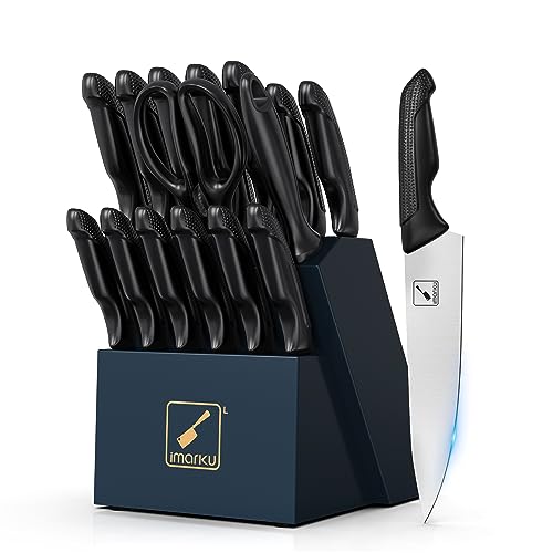 imarku 16-Piece Stainless Steel Knife Set with Block