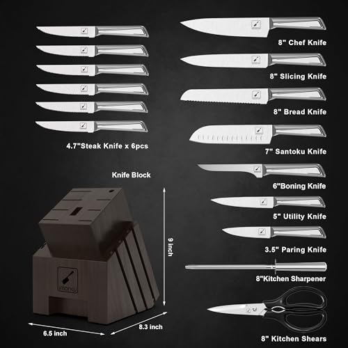 imarku 16-Piece Premium Japanese Stainless Steel Knife Set