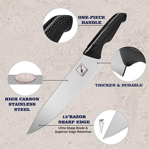 imarku 16-Piece Stainless Steel Knife Set with Block