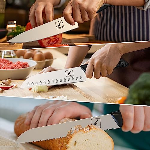 imarku 16-Piece Stainless Steel Knife Set with Block