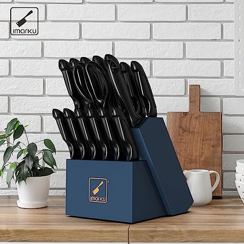 imarku 16-Piece Stainless Steel Knife Set with Block