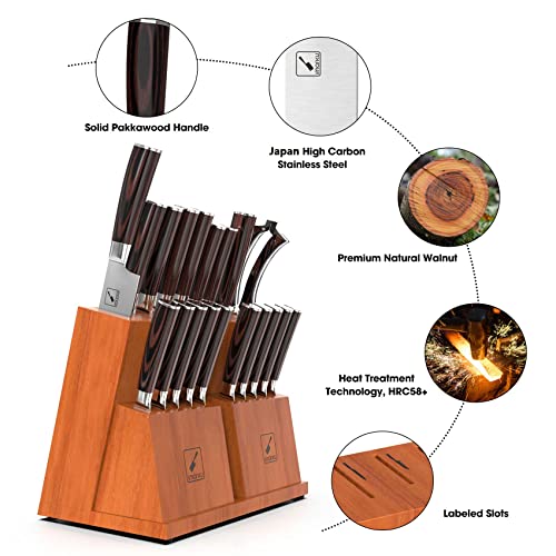 imarku 20-Piece Premium Japanese Steel Knife Set with Block