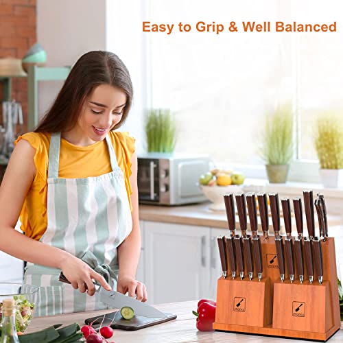 imarku 20-Piece Premium Japanese Steel Knife Set with Block