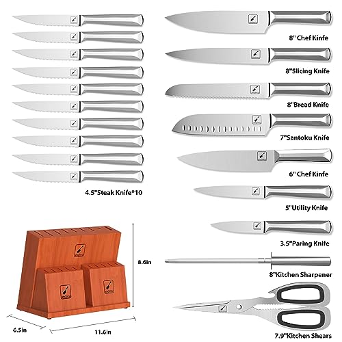 imarku 20-Piece Knife Set with Sharpener and Block