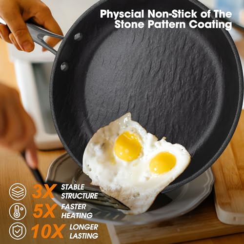 imarku 10 inch Nonstick Frying Pan with Stainless Steel Handle