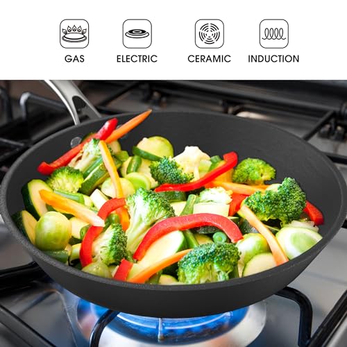 imarku 10 inch Nonstick Frying Pan with Stainless Steel Handle