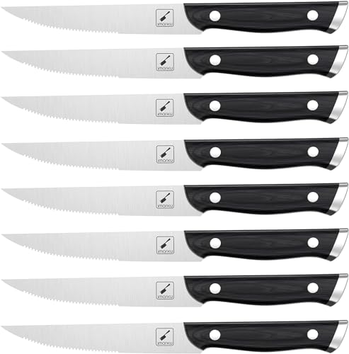 Imarku 8-Piece Steak Knife Set with Pakkawood Handle