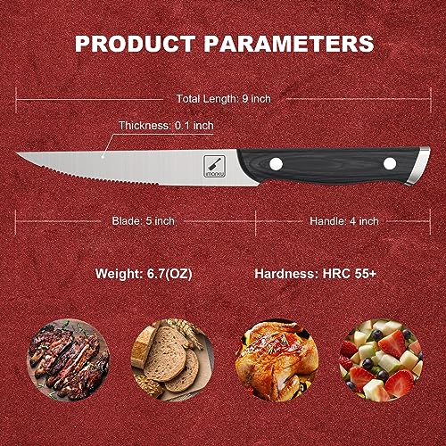 Imarku 8-Piece Steak Knife Set with Pakkawood Handle