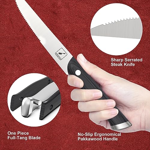 Imarku 8-Piece Steak Knife Set with Pakkawood Handle