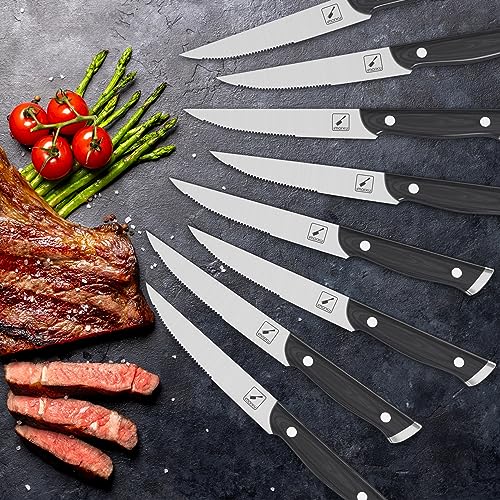 Imarku 8-Piece Steak Knife Set with Pakkawood Handle