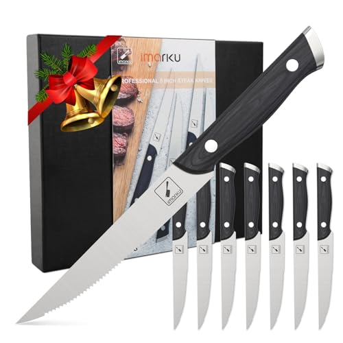 Imarku 8-Piece Steak Knife Set with Pakkawood Handle