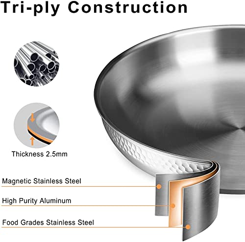 Imarku 12 Inch Stainless Steel Frying Pan