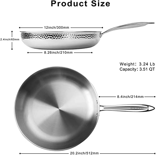 Imarku 12 Inch Stainless Steel Frying Pan