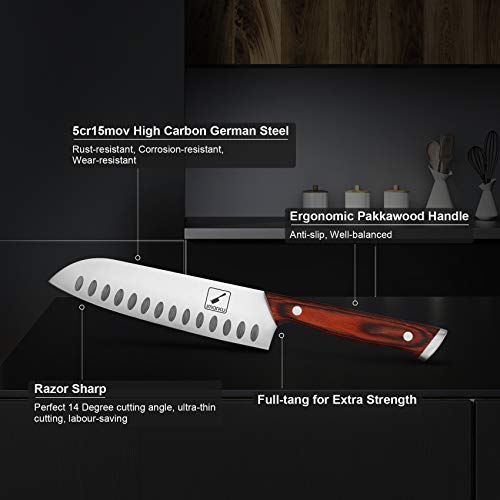 imarku 7 Inch German HC Santoku Kitchen Knife
