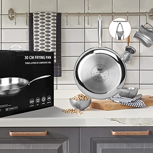 Imarku 12 Inch Stainless Steel Frying Pan