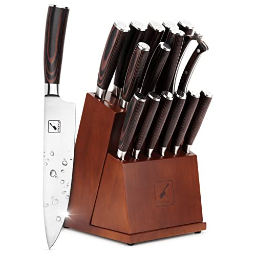 imarku 16-Piece Premium Japan Steel Knife Set with Block